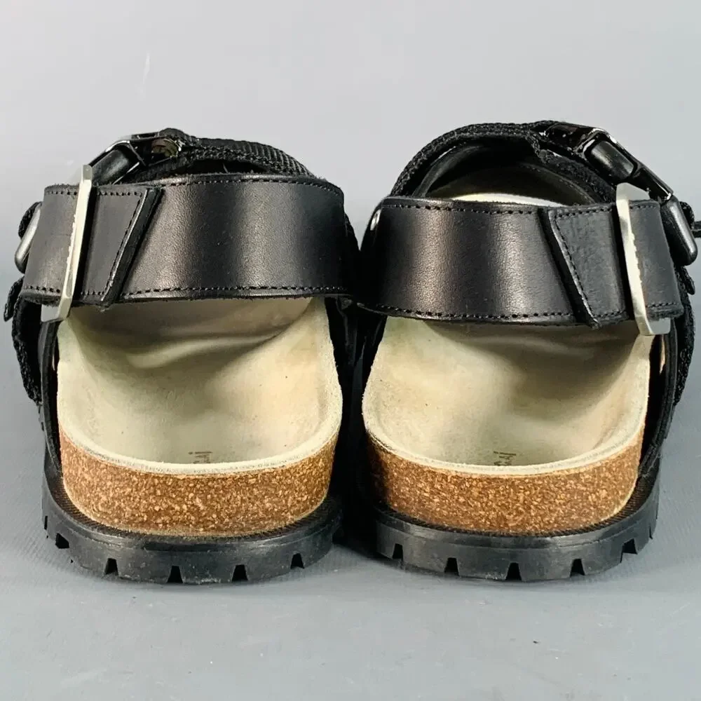 A.P.C. x SACAI Size 11 Jules Black Silver Leather Grommets Sandals